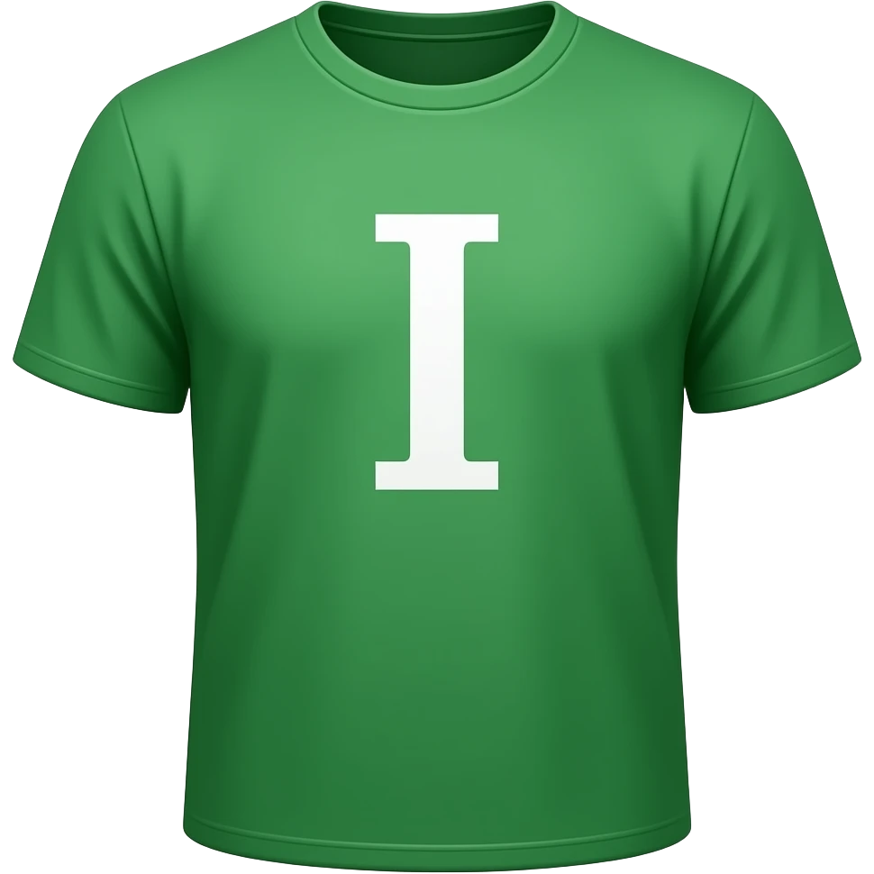 green tshirt with I emoji