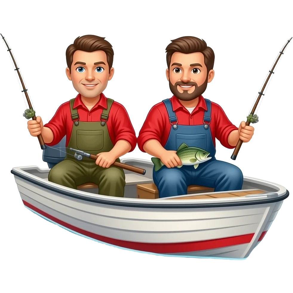 pro fishermen  with a red shirt on a bass boat emoji