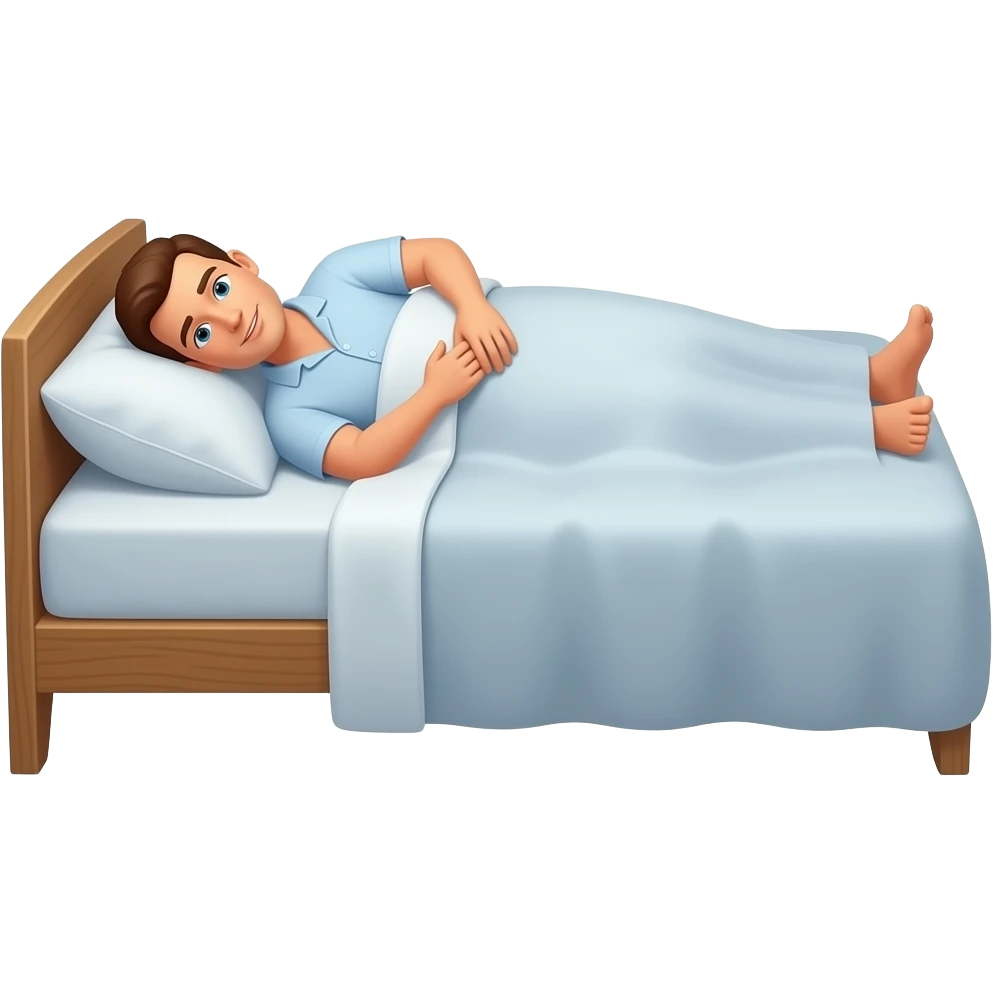 hombre acostado,saliendo de su cama emoji