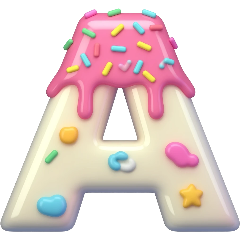 "ice cream letter A, 3D cartoon, colorful, white background" emoji