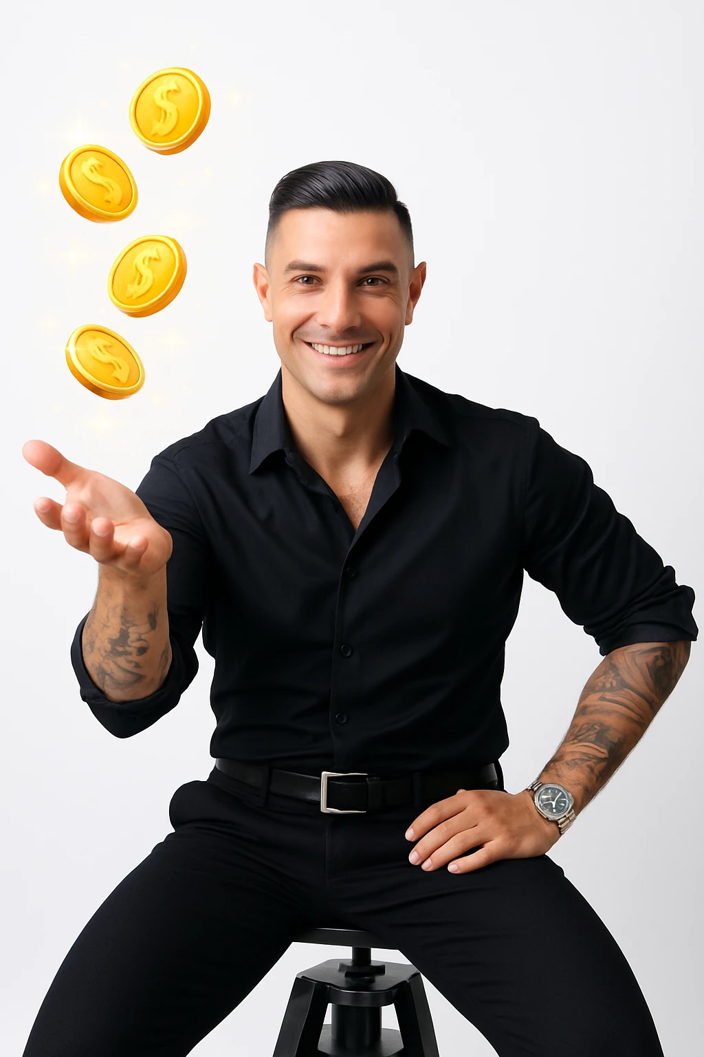 Uomo lancia oro come metafora che lancia buoni consigli emoji