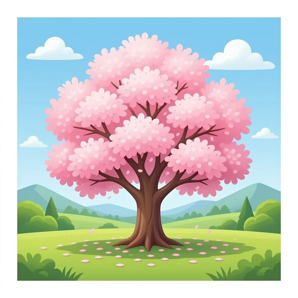 Cherry blossom tree with falling blossoms emoji
