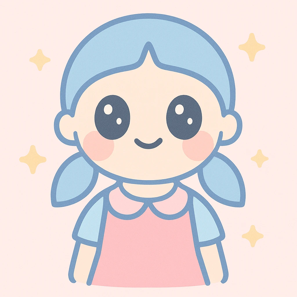 squid game doll, cute style, big eyes emoji