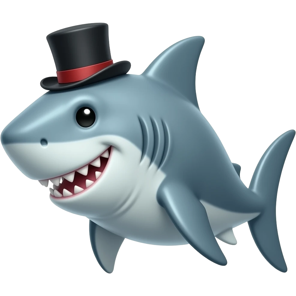 Shark with a top hat emoji