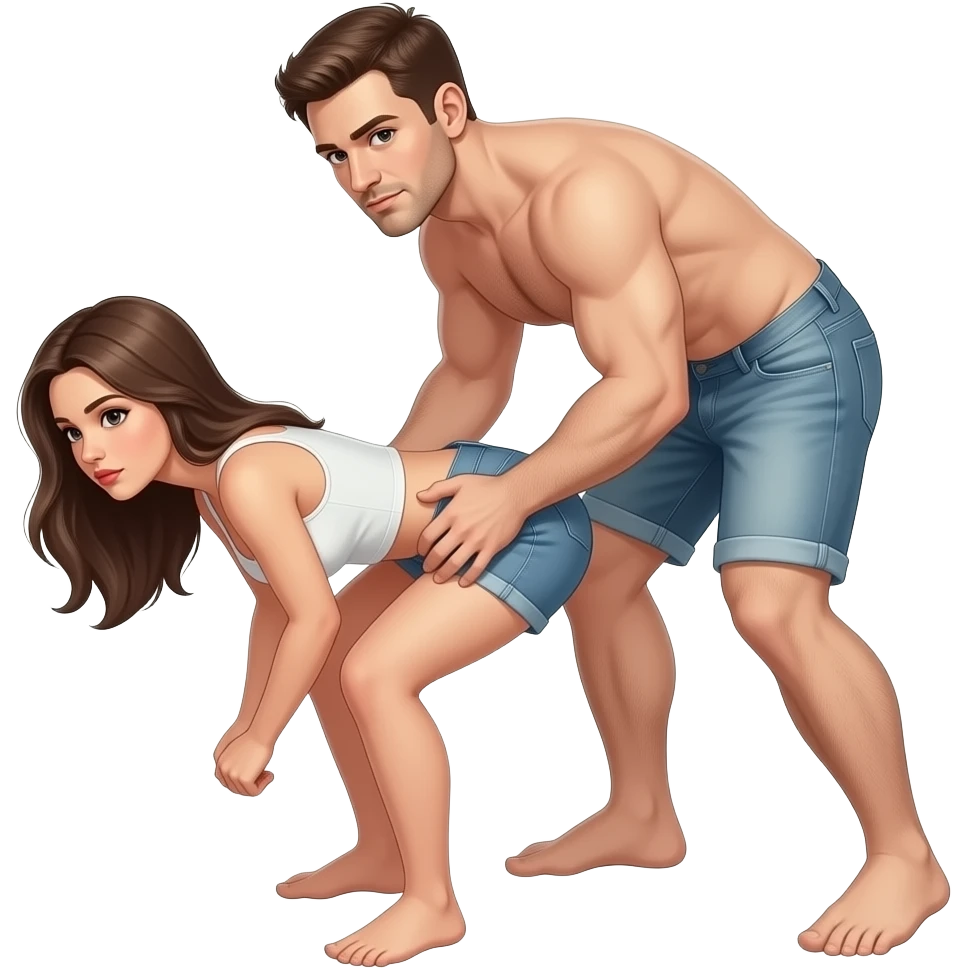 Woman bent over ready for a pounding with man behind her naked emoji
