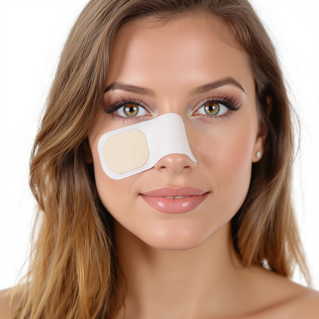 realistic medical adhesive bandage, clean and simple, white background emoji
