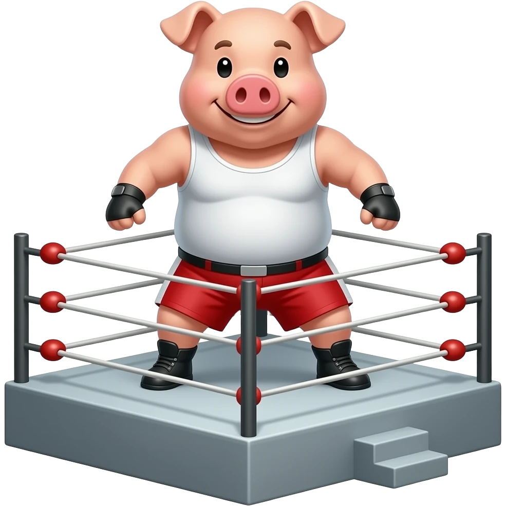 pig  wrestling in wrestling stage emoji