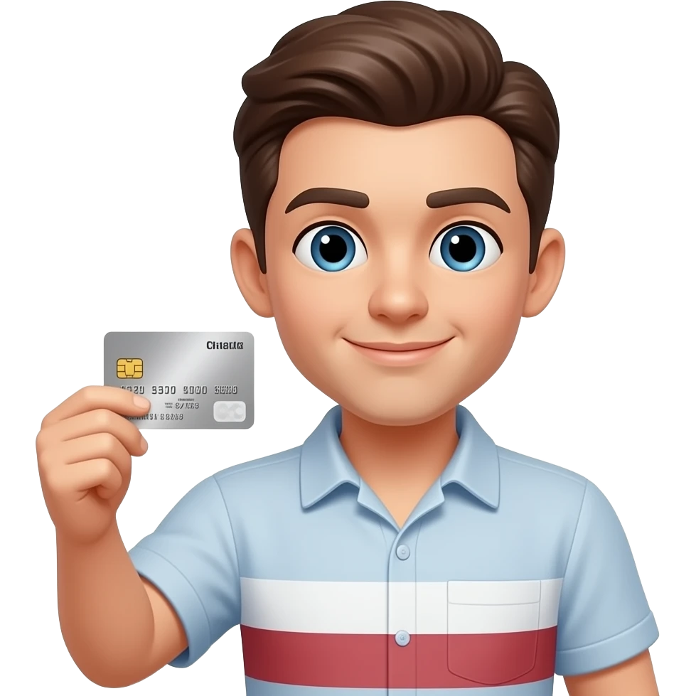 Platinum credit card, person holding emoji