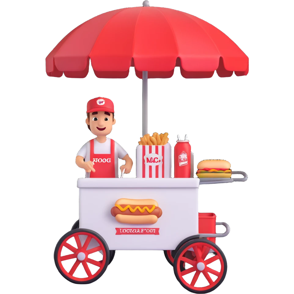 hotdog seller in New York with cart emoji