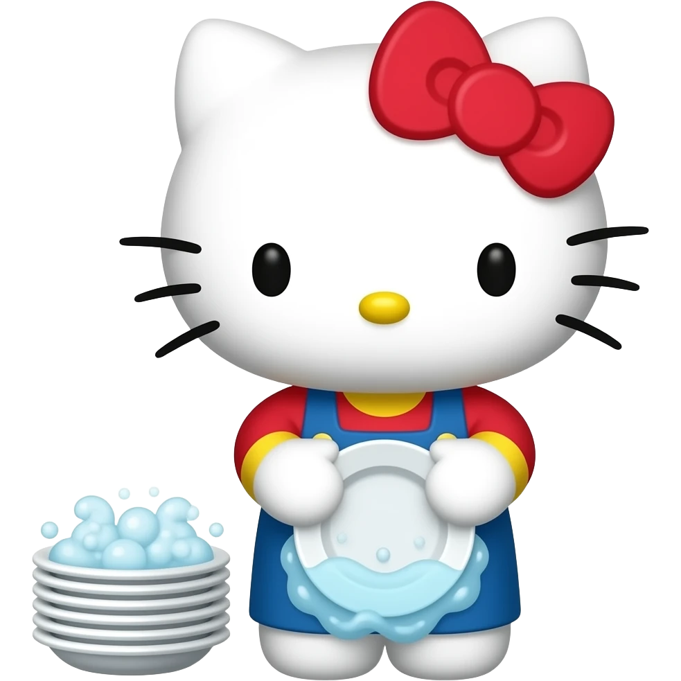 hello kitty washing dishes emoji