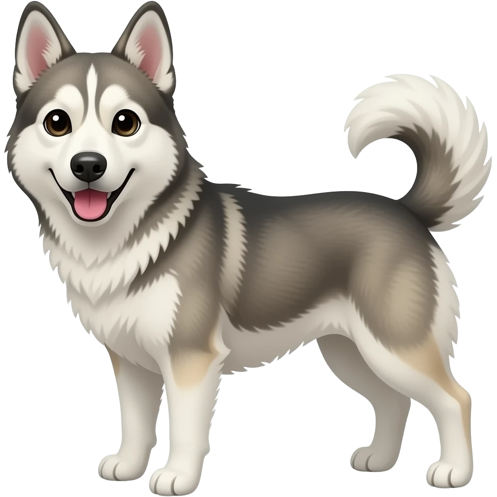 a white colored heeler husky mix dog. emoji