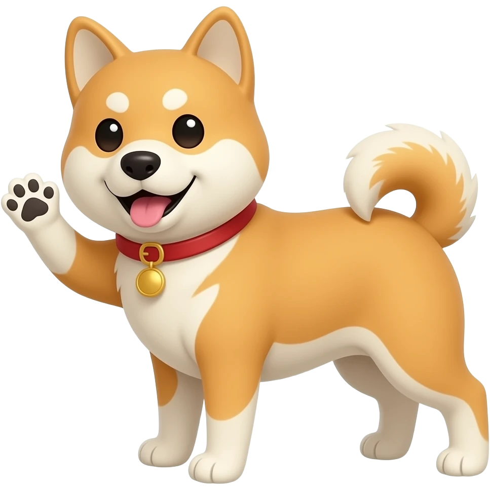 Hachiko dog in cute animation waving emoji