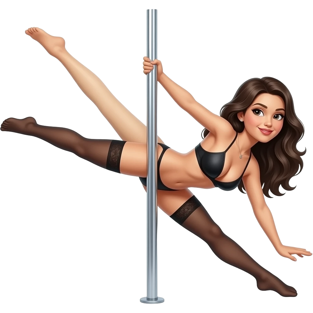 Pole dance brunetka bez butów emoji