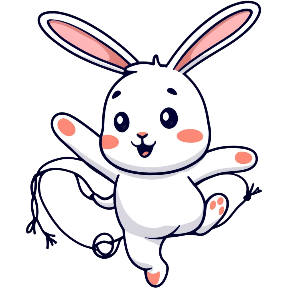 White rabbit dancing around May pole emoji