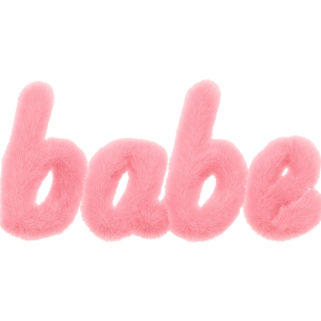 the word 'babe' in pink fluffy style emoji