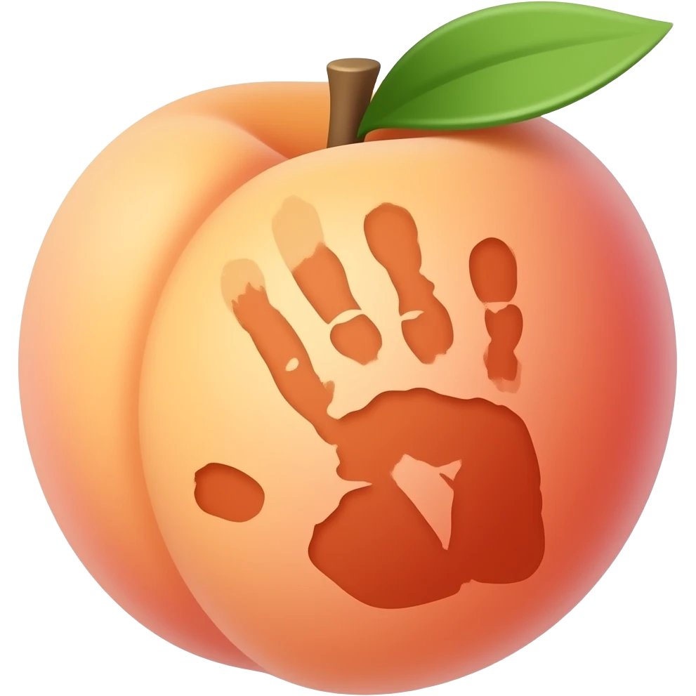 Peach with a hand print on it emoji