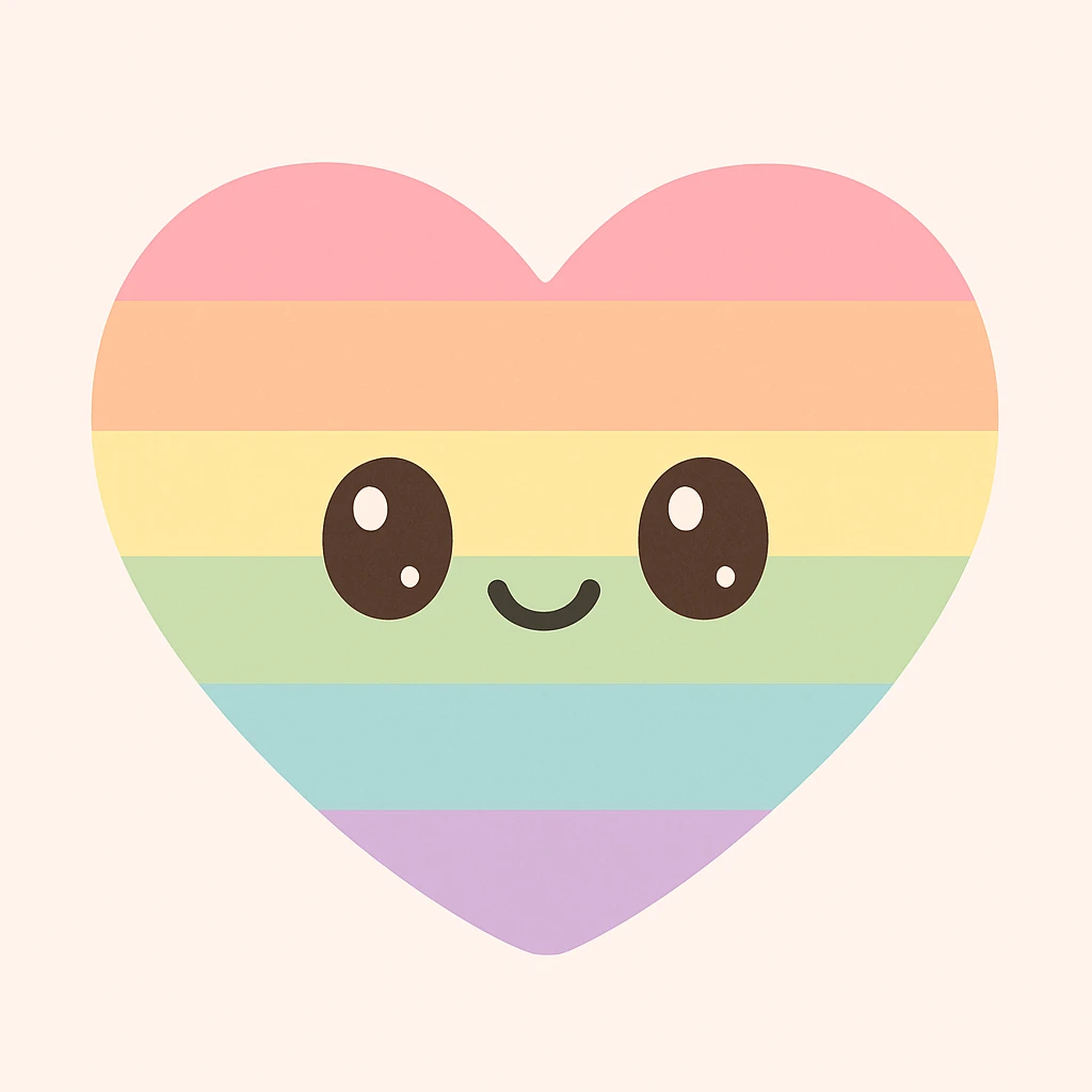 heart in rainbow pride colors, simple and bold, no text emoji