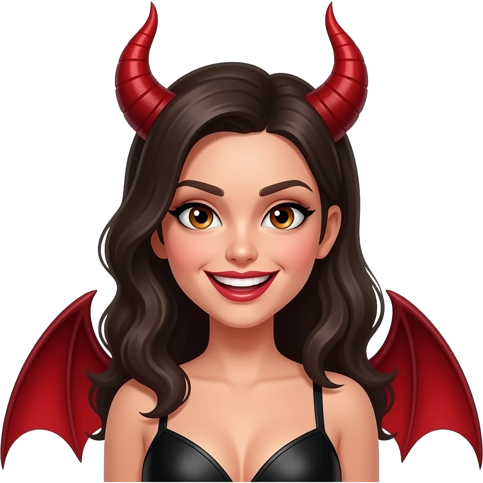Sexy female devil evil smile and naughty expression emoji