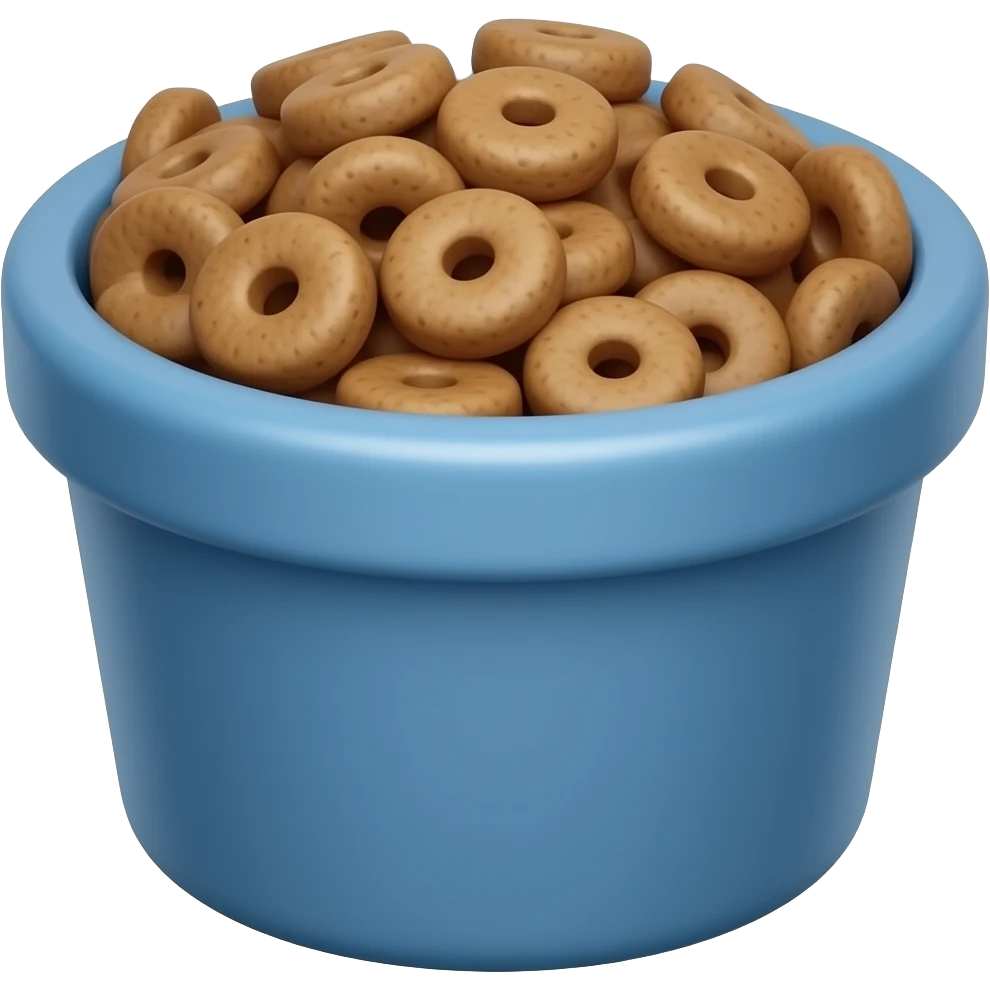 kibble bu blue pot, kibble itself is smaller and oval, not empty in the middle emoji