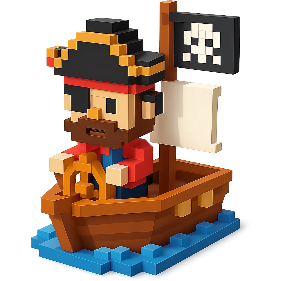 pirate with eyepatch sailing a ship , realistic background emoji