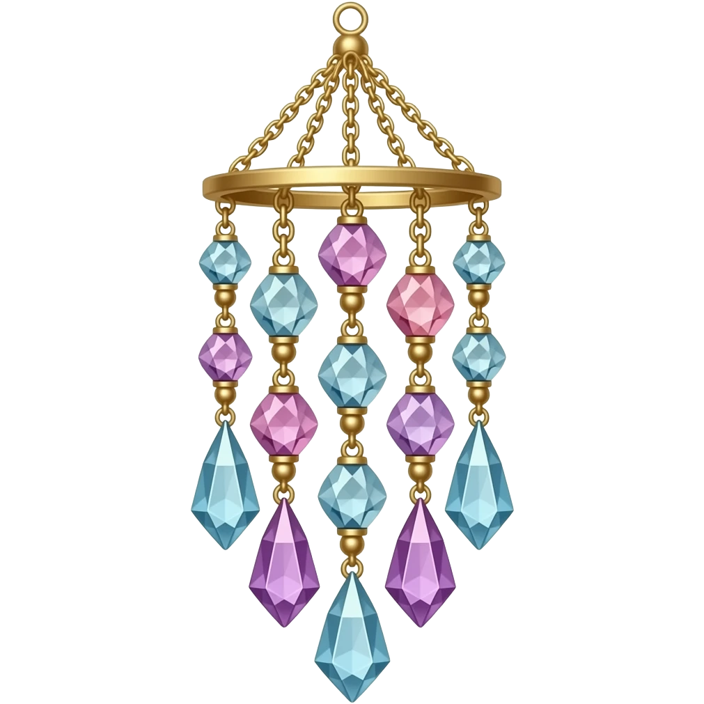 Hanging chained suncatcher with crystal gemstones emoji
