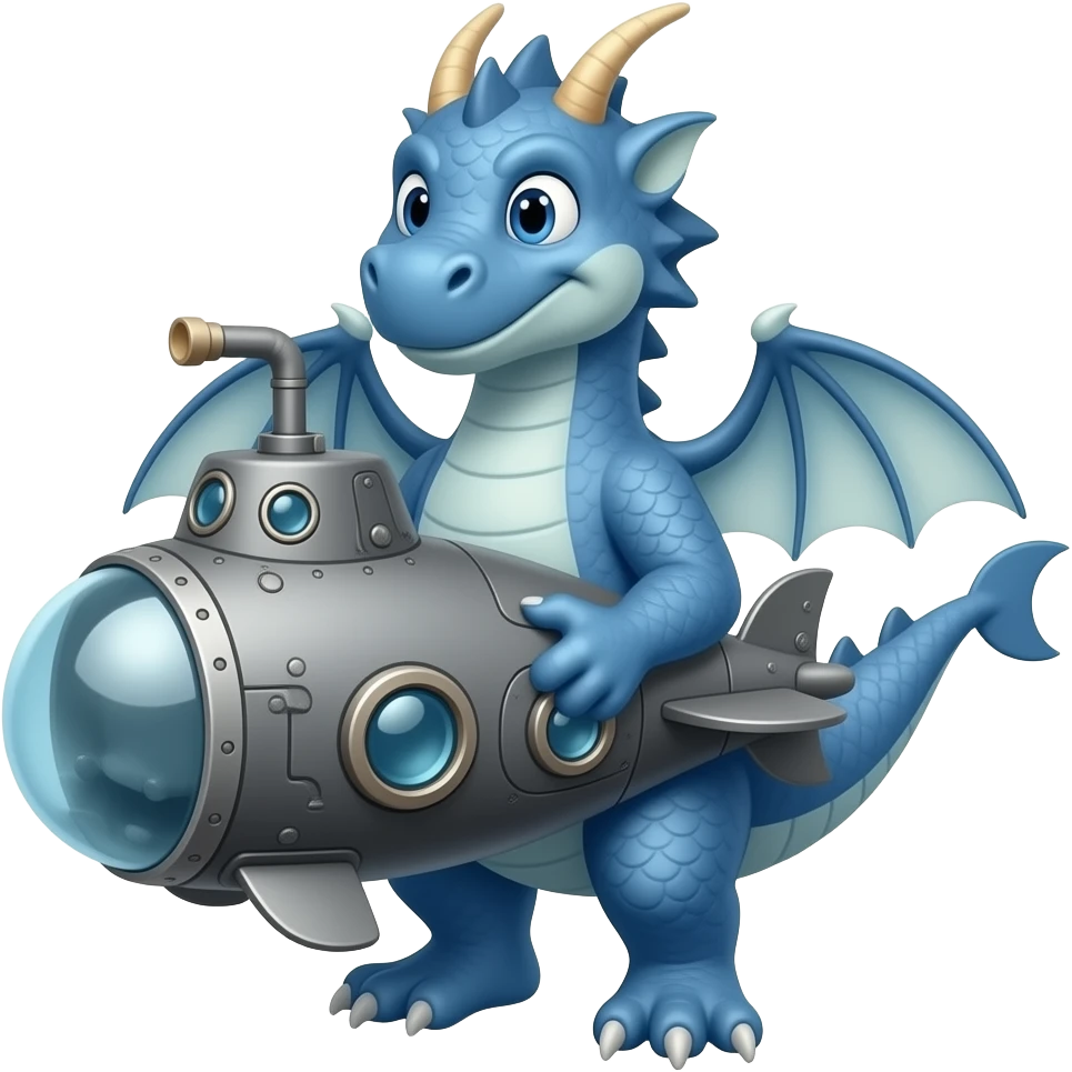 Blue dragon holding a SUB emoji