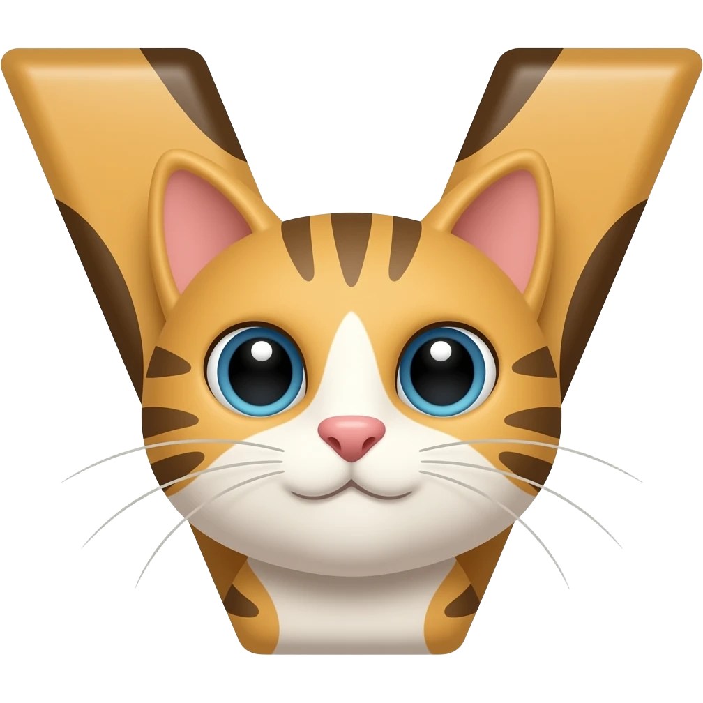 Letra V com um gato emoji