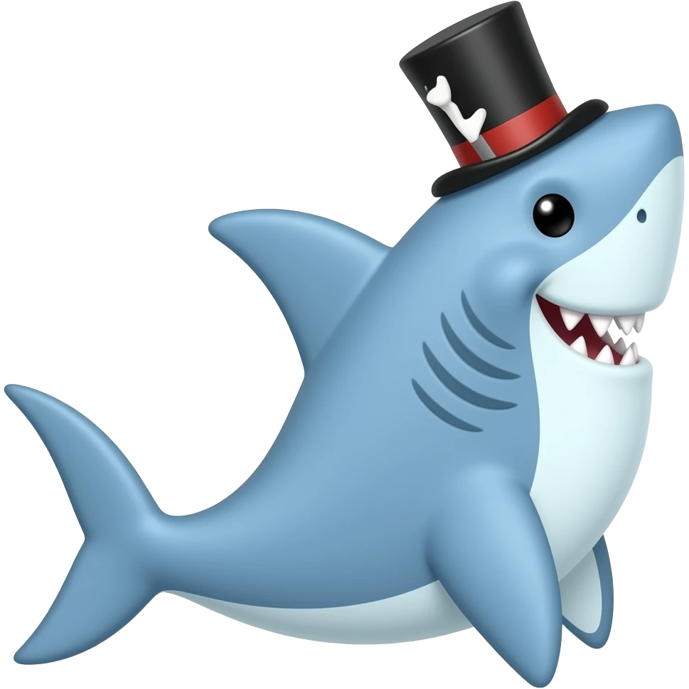 Shark with a top hat emoji