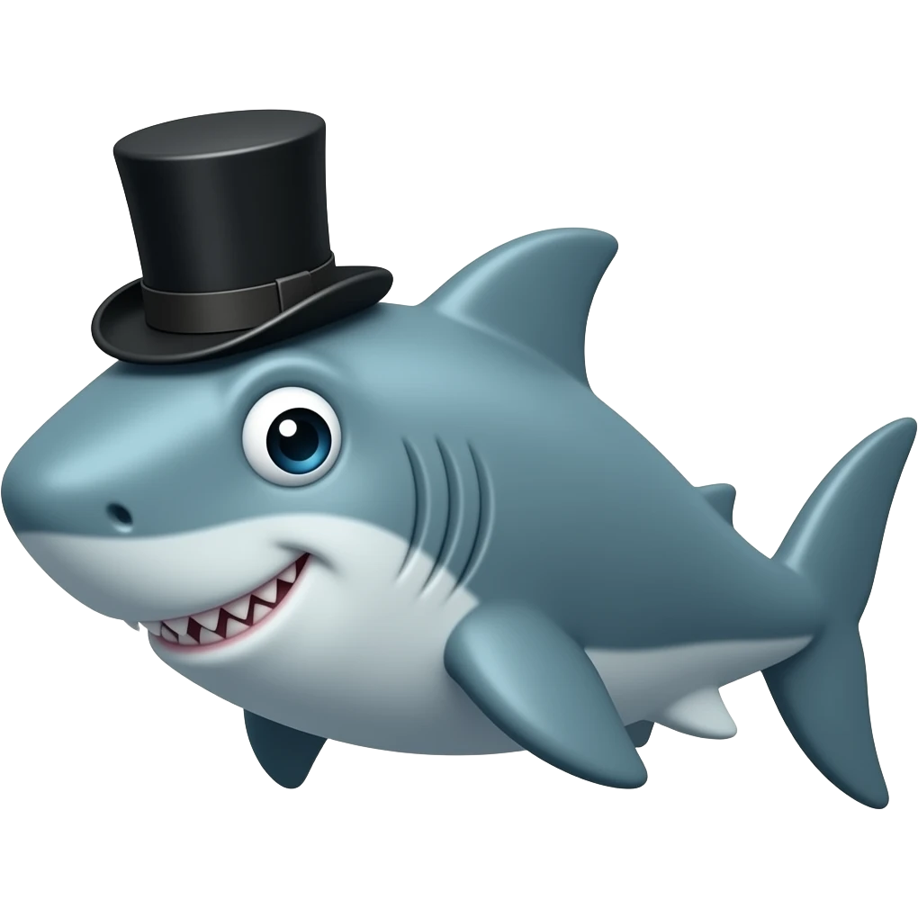 Shark with a top hat emoji