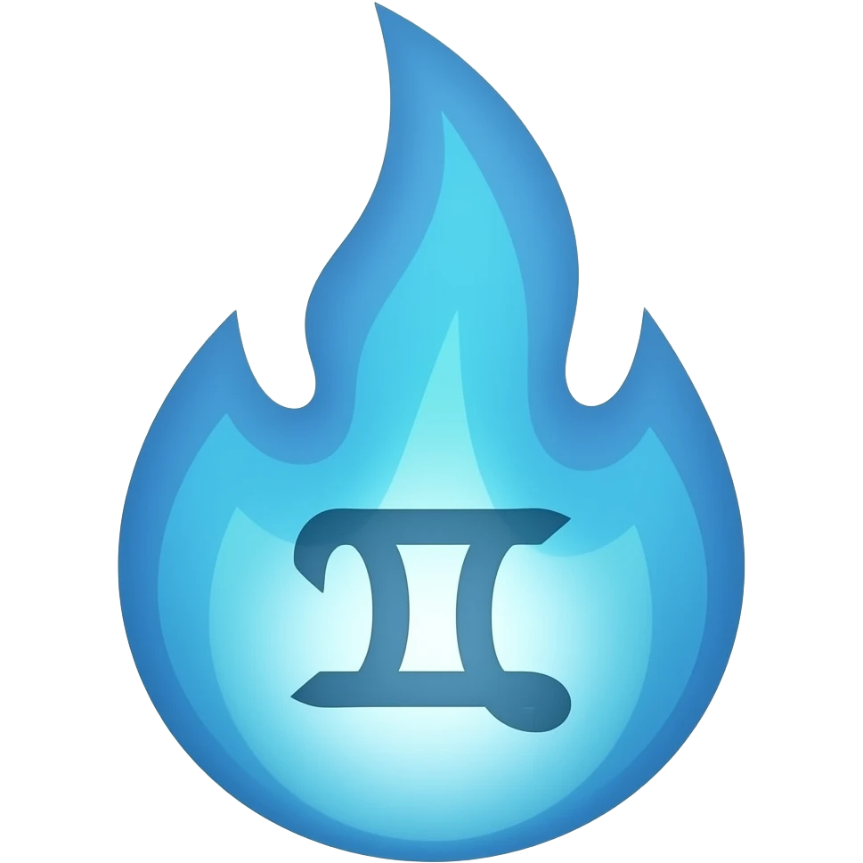 Fuego azul cian celta con el signo de aries emoji