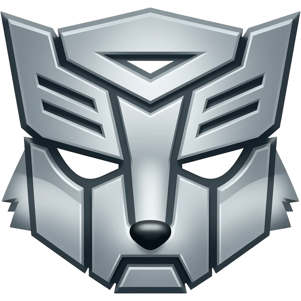 silver fox face emoji as decepticon logo emoji
