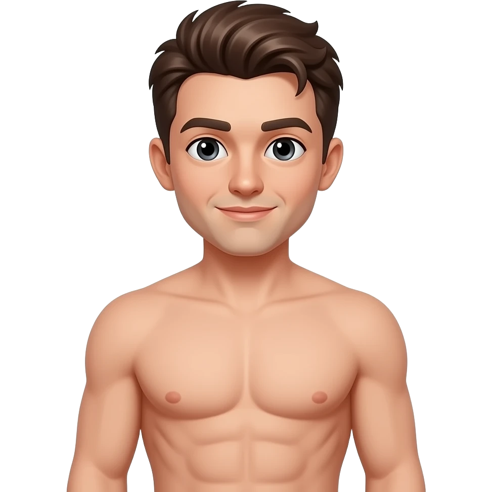 Un homme avec les cheveux marron peau blanche et avec des abdos sur le corps emoji