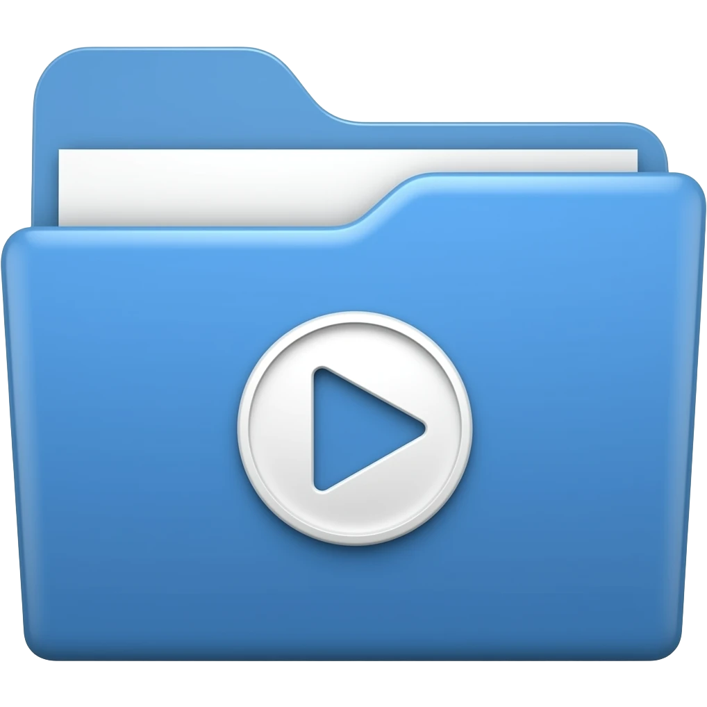 plastic blue file with white play button in front emoji