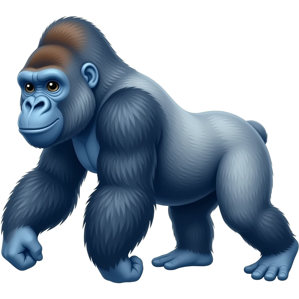 Gorilla that is blue make it have no legs and walking on its hands emoji