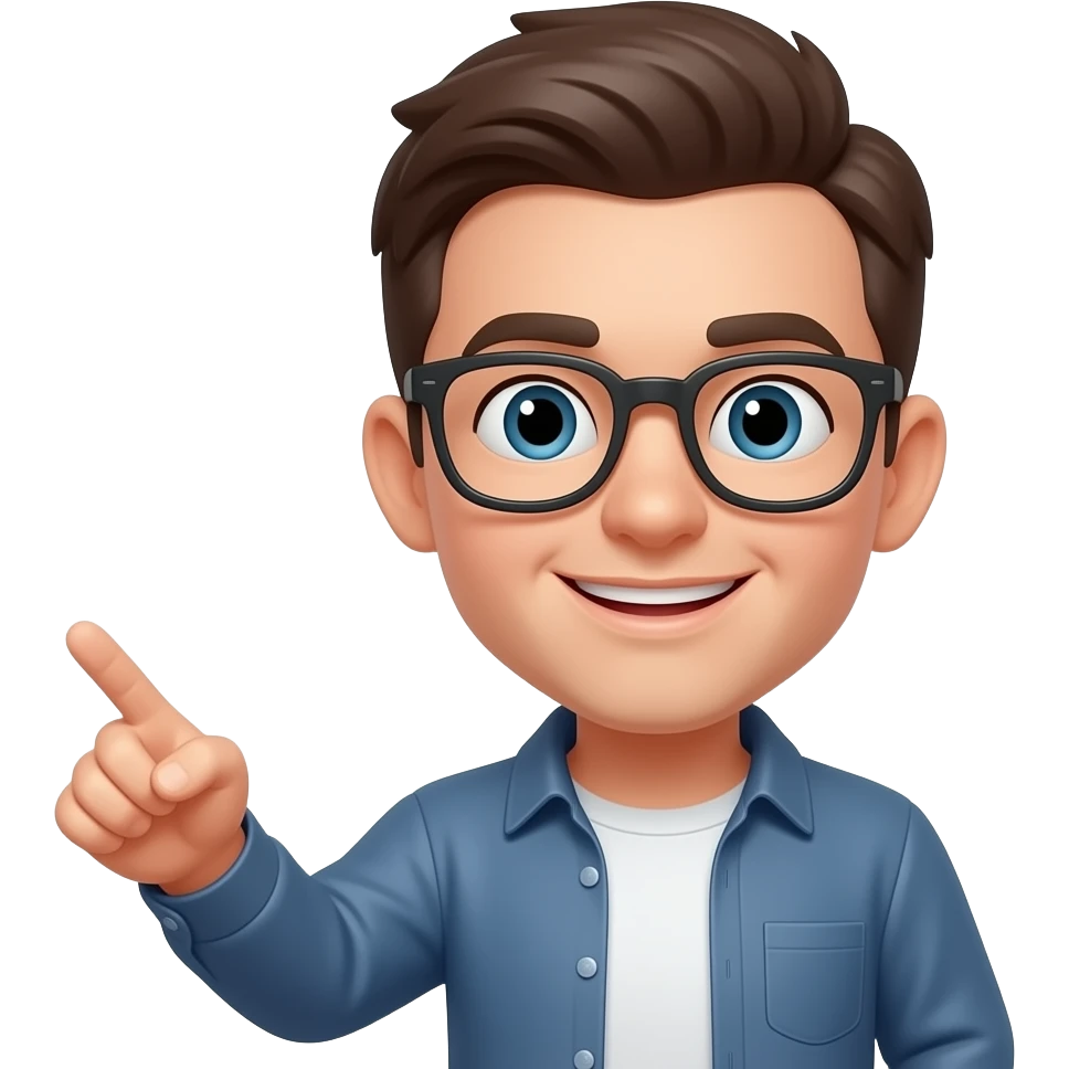 mini persona con lentes señalado algo emoji