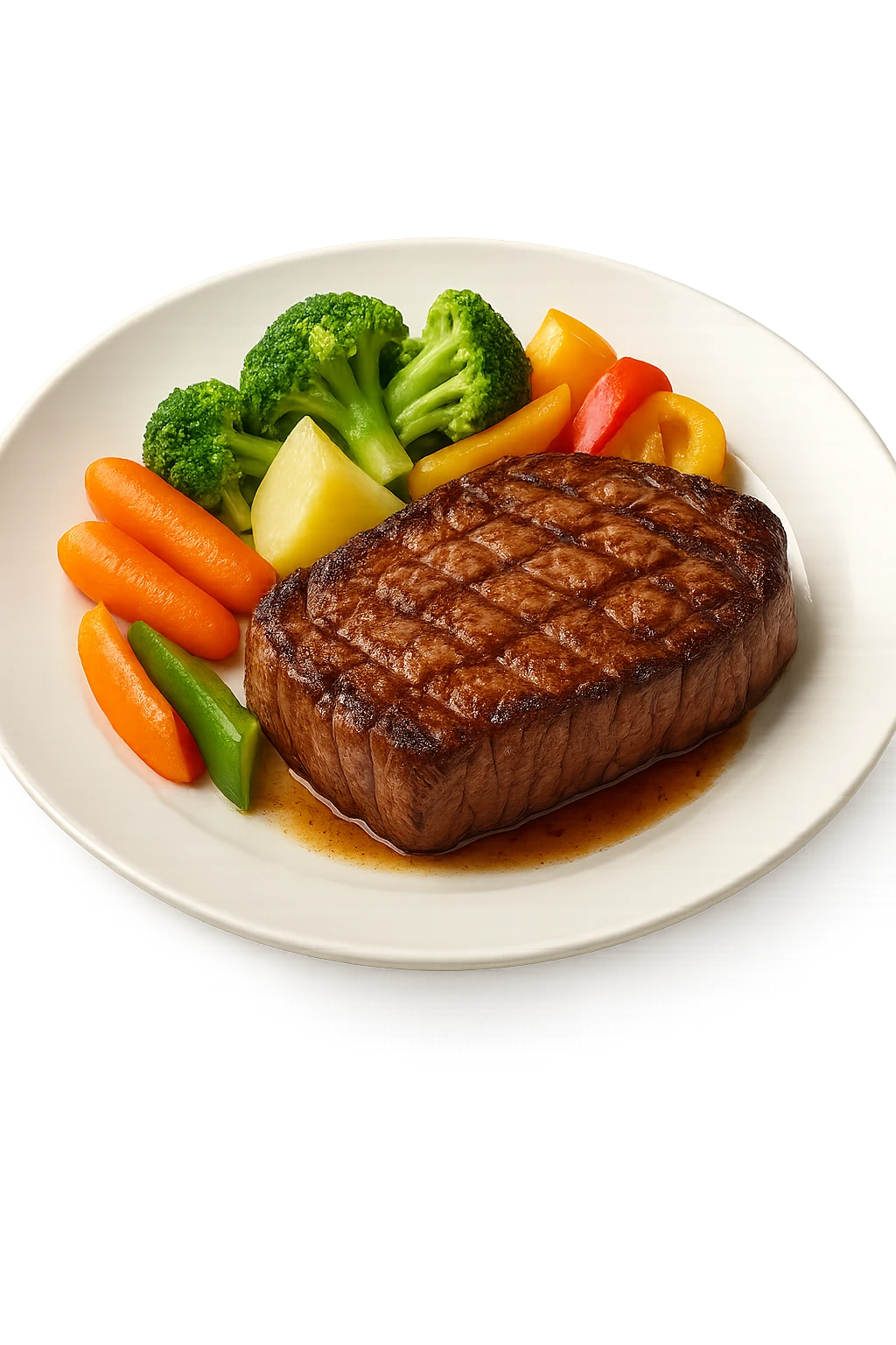 Manzo con verdure su un piatto emoji