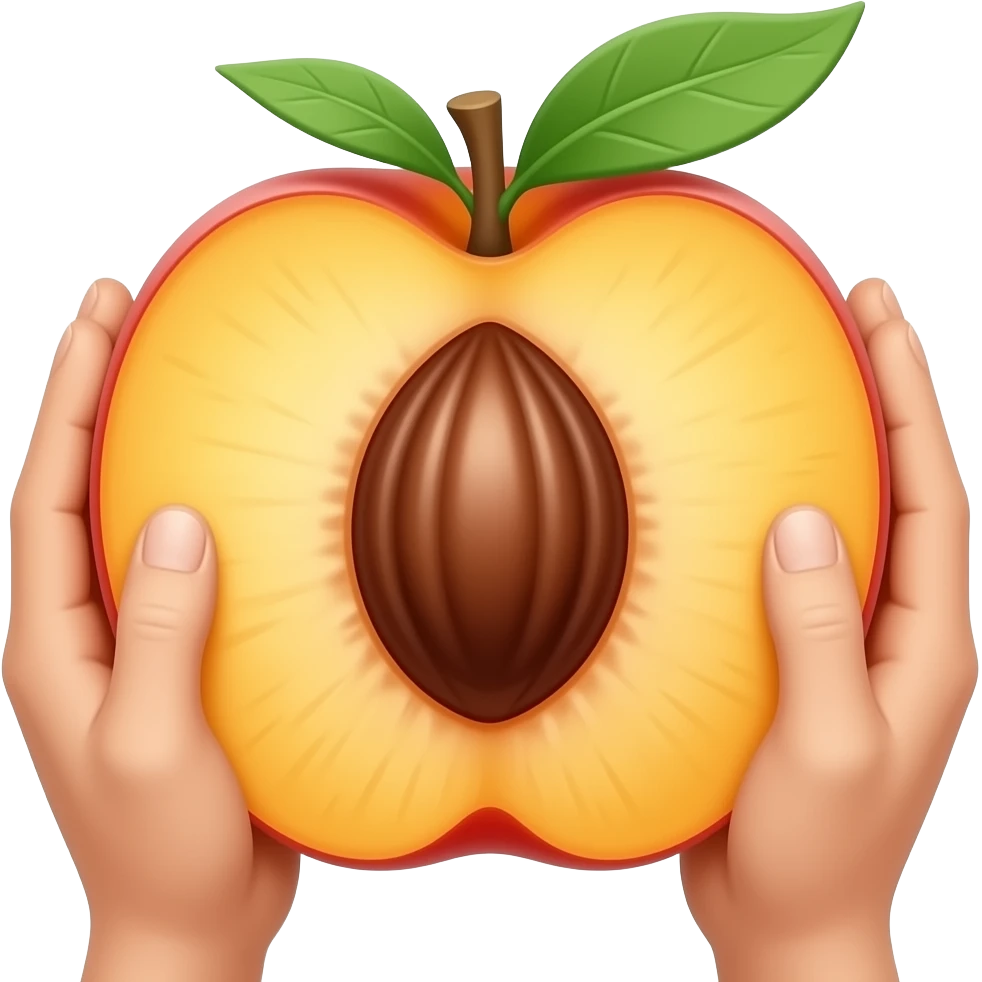 peach with a hole in the middle with hands outside emoji