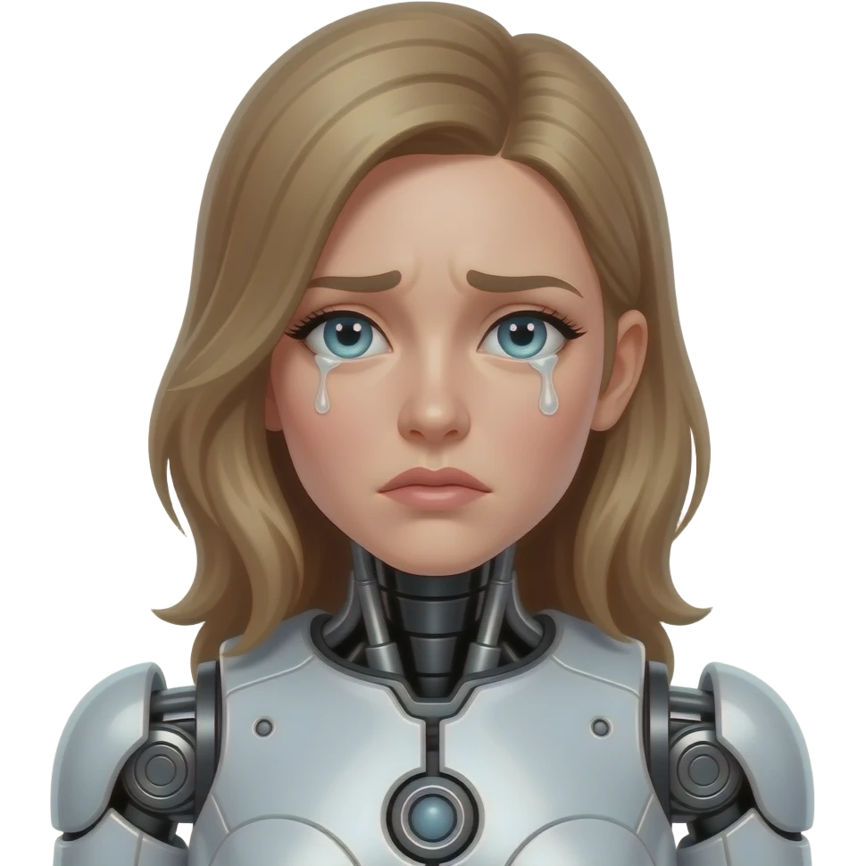 Female robot human shivering for cold emoji