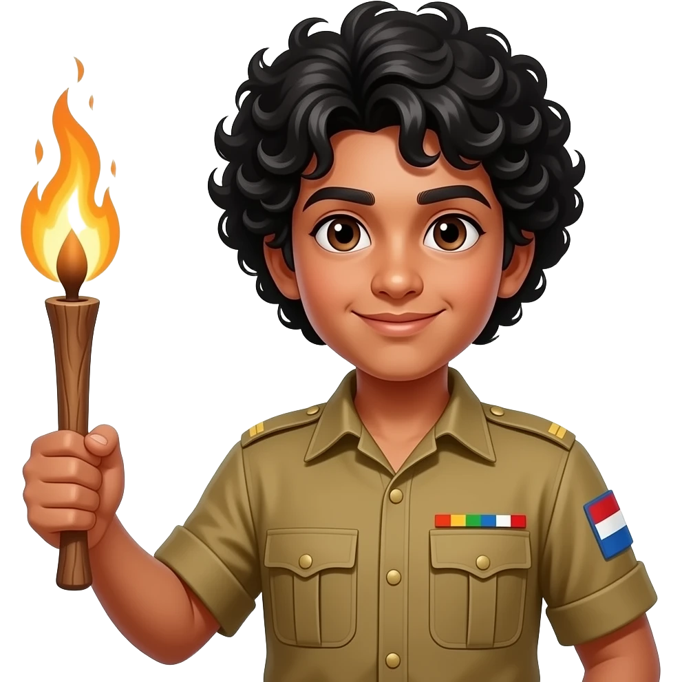 Black curly hair Indian revolutionary teenager as Khudiram Bose emoji