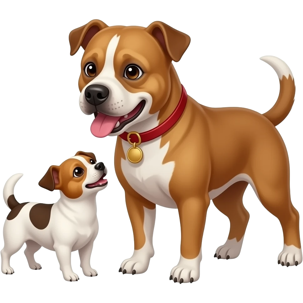 lab mixed with pitbull and jack rusell playing with a chiwawa mixed with Jack russel emoji