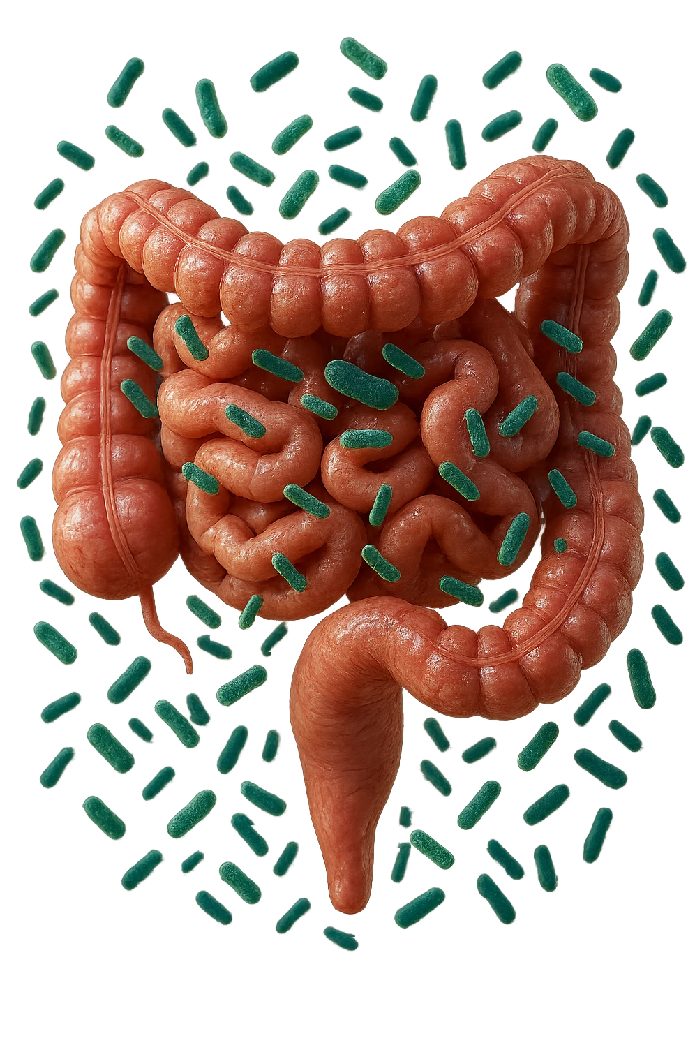 INTESTINO UMANO ANATOMICO REALISTICO CON BATTERI CHE GLI FLUTTUANO INTORNO, IPERREALISTICO 4K emoji