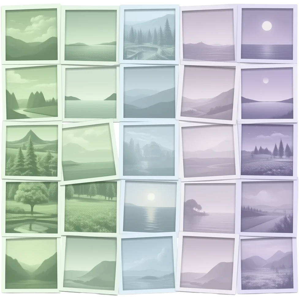 green purple  Polaroid photos strip images vertical soft paster colour emoji