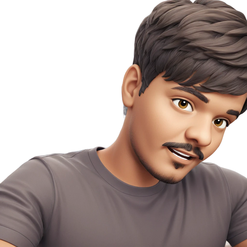 boy with mustache indoors emoji