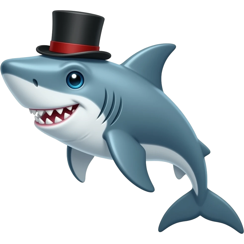 Shark with a top hat emoji