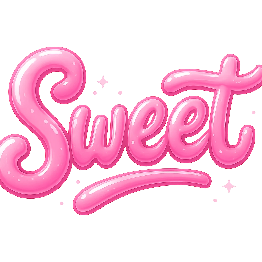 the word 'sweet' in a creative, pink-themed style, no background emoji