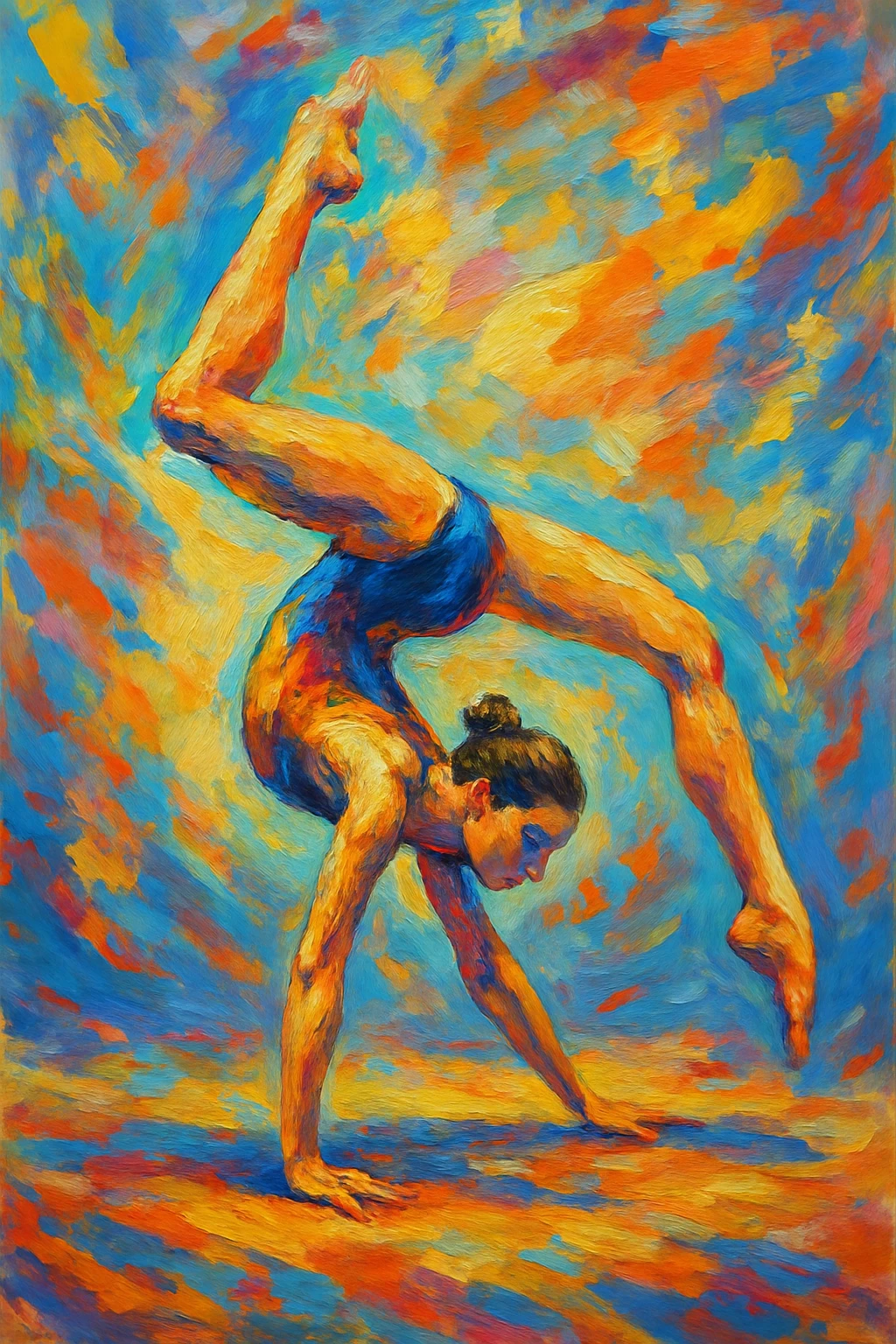 illustration of a person doing gymnastics, style 2, diverse artistic style emoji