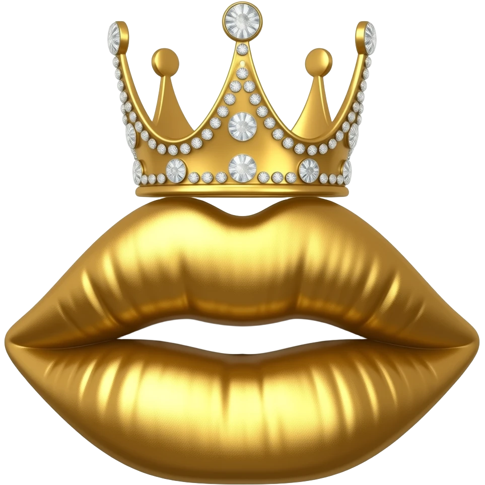 Labbra d’oro con una corona  con brillanti emoji