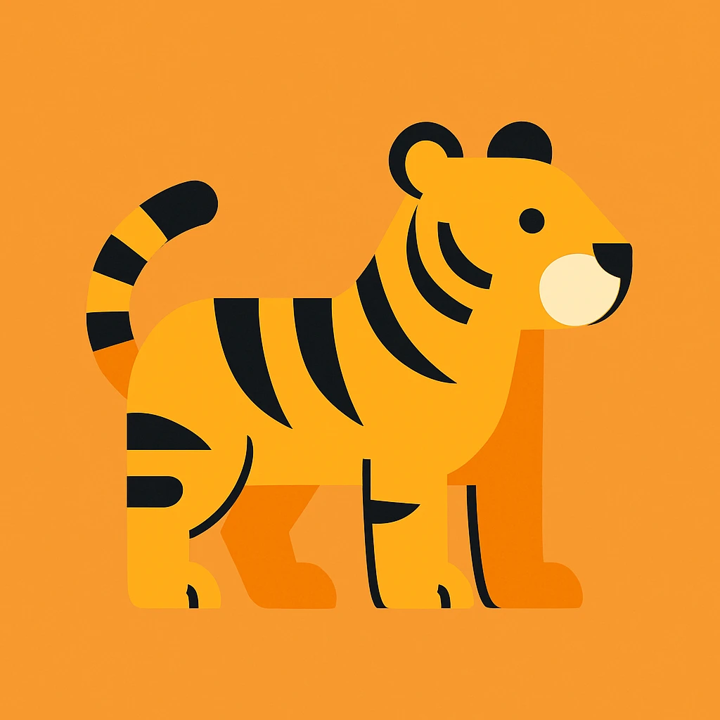 Flat design style tiger emoji