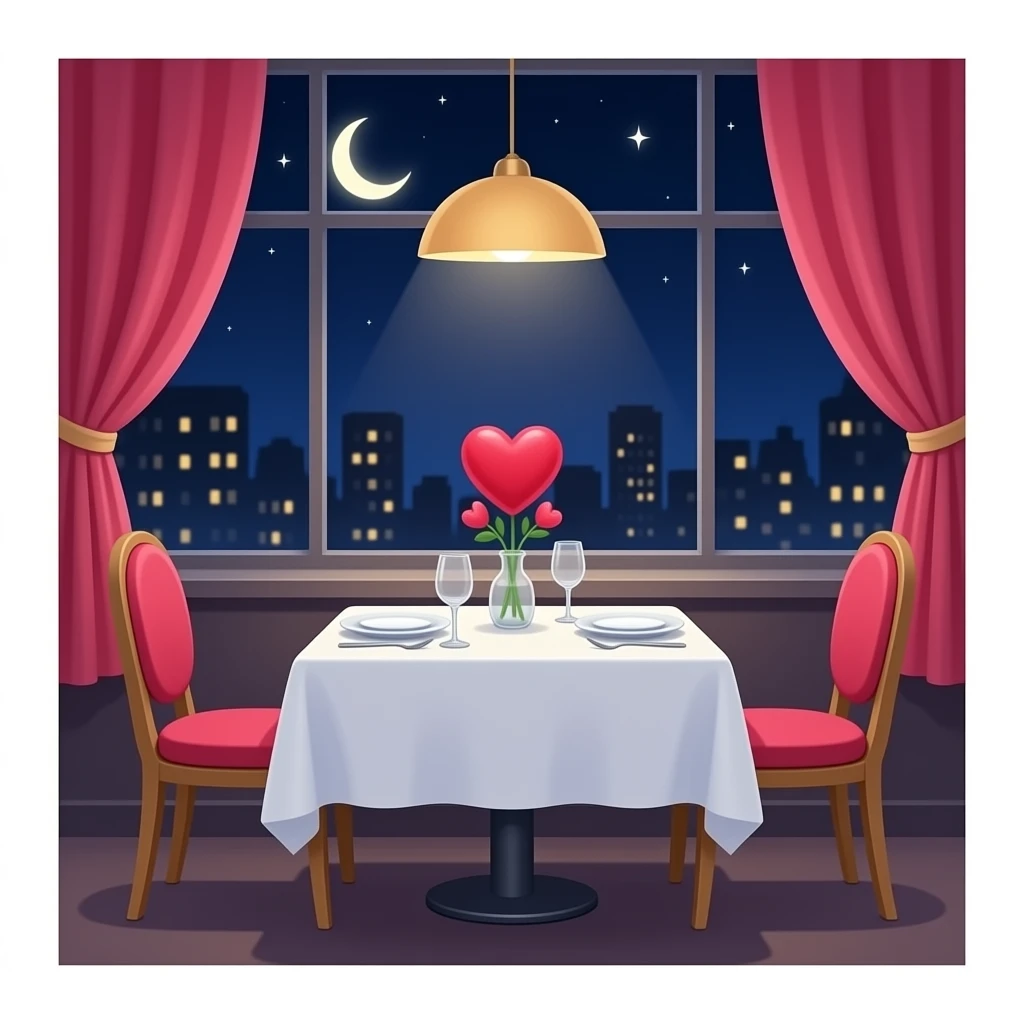masă romantică de valentine’s day at a restaurant emoji