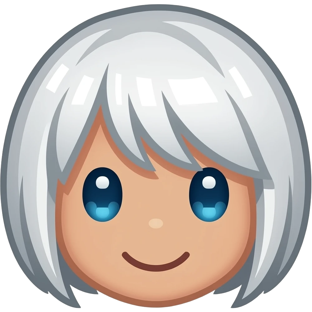4-bit Chibi square pixelated head icon of a girl laughing white white short hair blue eyes pixel square eyes and brown skin emoji